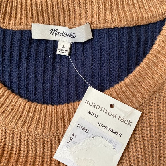 Madewell BNWT crew neck colorblock sweater pocket - Picture 9 of 10
